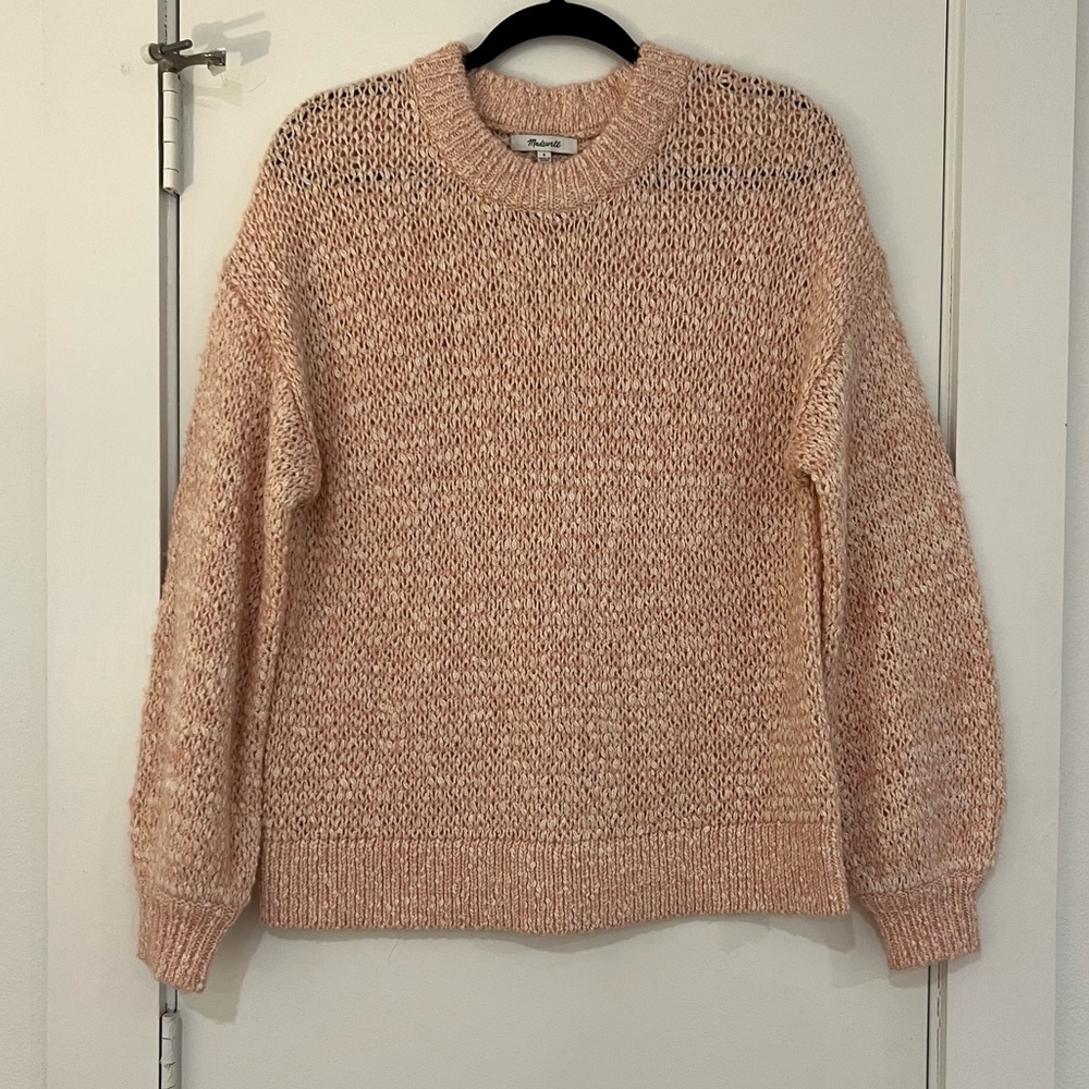 Madewell Baez Pullover Crewneck Sweater Pink Wool Alpaca Blend Size Small - Picture 2 of 10